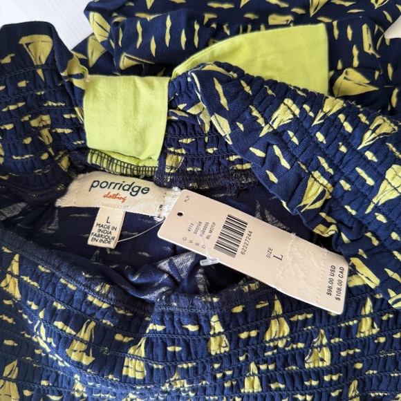 Anthropologie Porridge Printed Bow Back Top Navy Blue Green New Small Sail Boats - Picture 6 of 8
